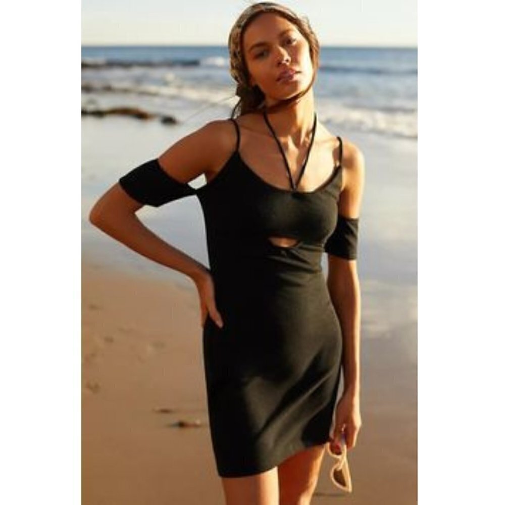 Anthropologie Womens Knitted Mini Strappy Dress with Cut Out X-Large